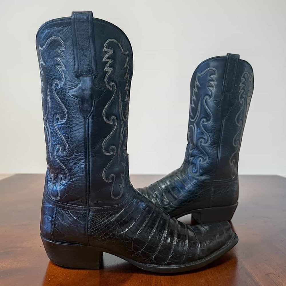 Lucchese Black Caiman Cowboy Western Boots Men’s Size 11 D